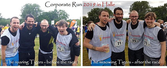 Foto Firmenlauf 2019: Tony, Roland, Kevin, Jonas (v.l.)