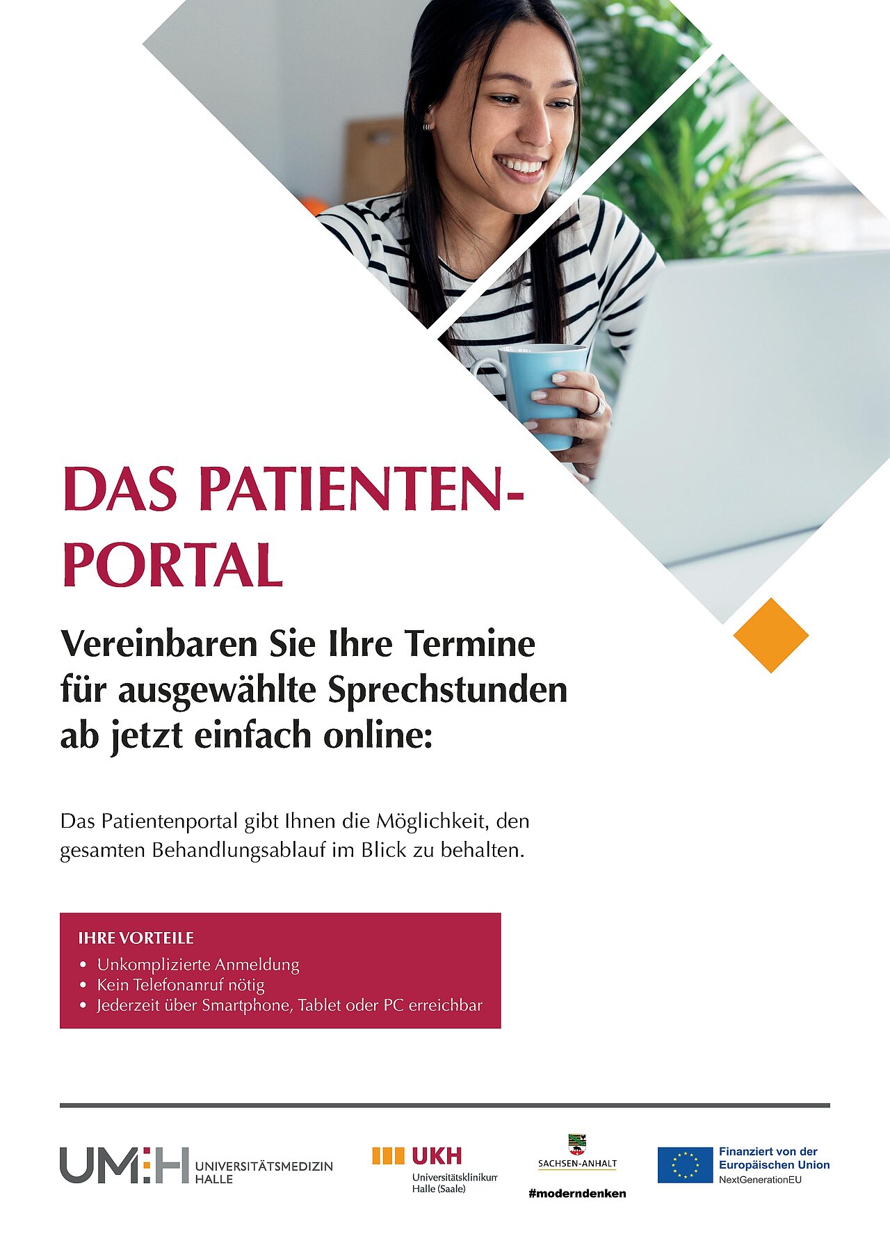 „Das Patientenportal: Online-Terminvereinbarung und Übersicht über den gesamten Behandlungsablauf. (Quelle: Eigene Darstellung)"